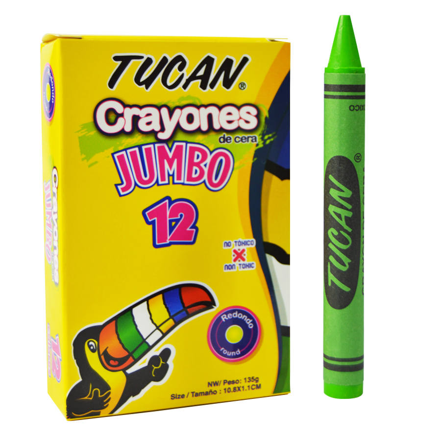 Crayones Cera Jumbo Tucan 12 Col.