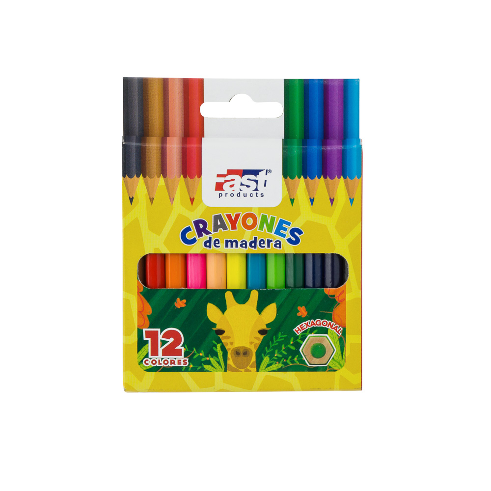 Crayones de madera cortos Fast 12 col.